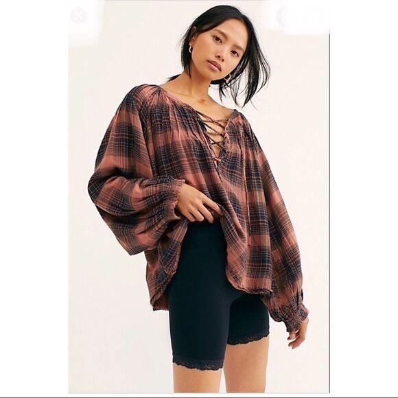 We The Free FP cloudbreaker plaid oversized tunic - Picture 9 of 9